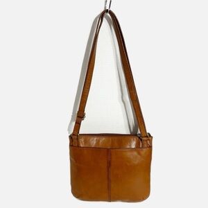 Fossil Leather Top Zipper Closure Crossbody Bag Adjustable Strap Fully Lined 🟫